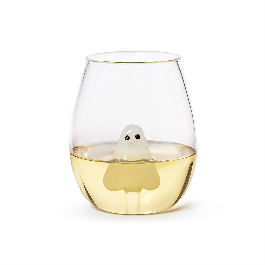 Here For The Boos Ghost Icon Stemless Wine Glass Twos Company Home - Mugs & Glasses - Wine Glasses