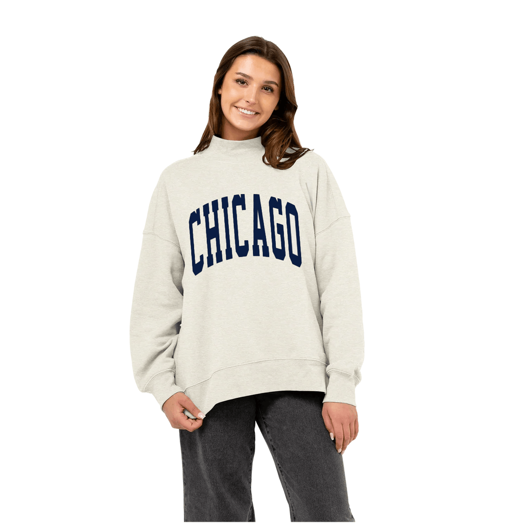 Chicago Mock Neck Adult Sweatshirt - Oatmeal Heather Urban General Store Goods Apparel & Accessories - Clothing - Adult - Sweatshirts