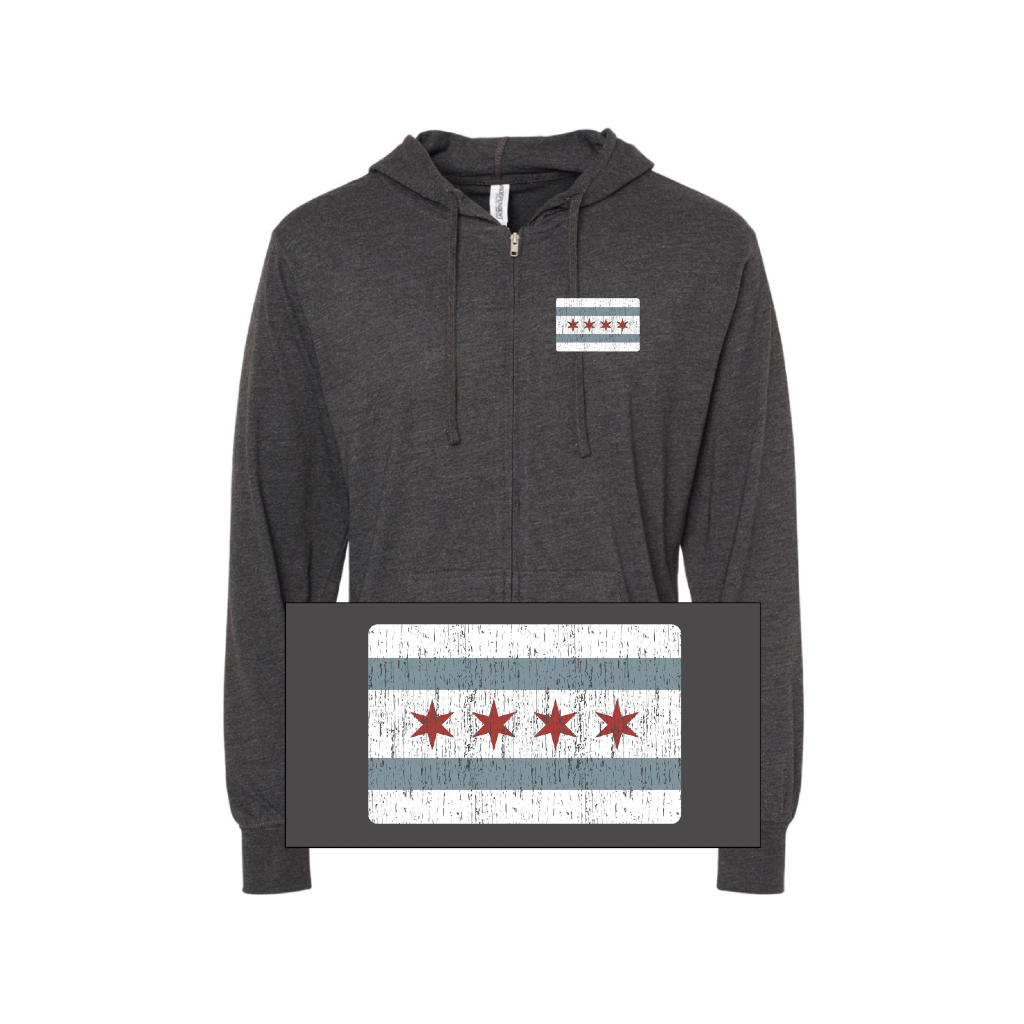 Chicago Flag Zip Hoodie - Adult Urban General Store Goods Apparel & Accessories - Clothing - Adult - T-Shirts