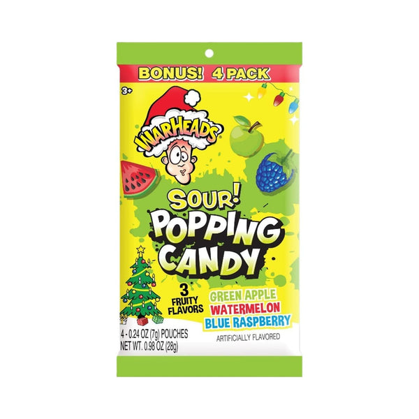 Warheads Holiday Sour Popping Candy 4 Pack Warheads Candy, Chocolate & Gum - Holiday