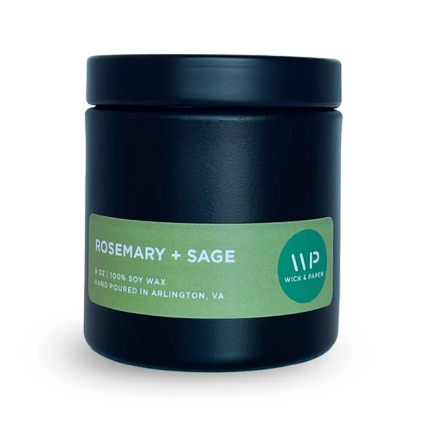 Rosemary And Sage Candle - 9oz Wick And Paper LLC Home - Candles - Novelty