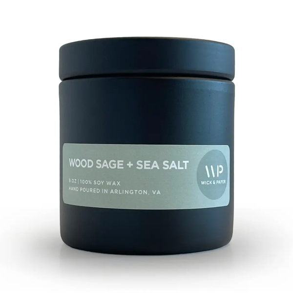 Wood Sage And Sea Salt Candle - 9oz Wick And Paper LLC Home - Candles - Novelty