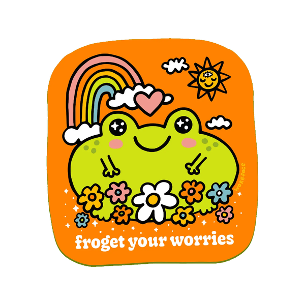 Forget Your Worries Frog Sticker Wokeface Impulse - Decorative Stickers