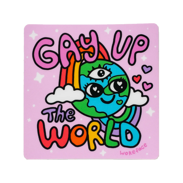 Gay Up The World Sticker Wokeface Impulse - Decorative Stickers