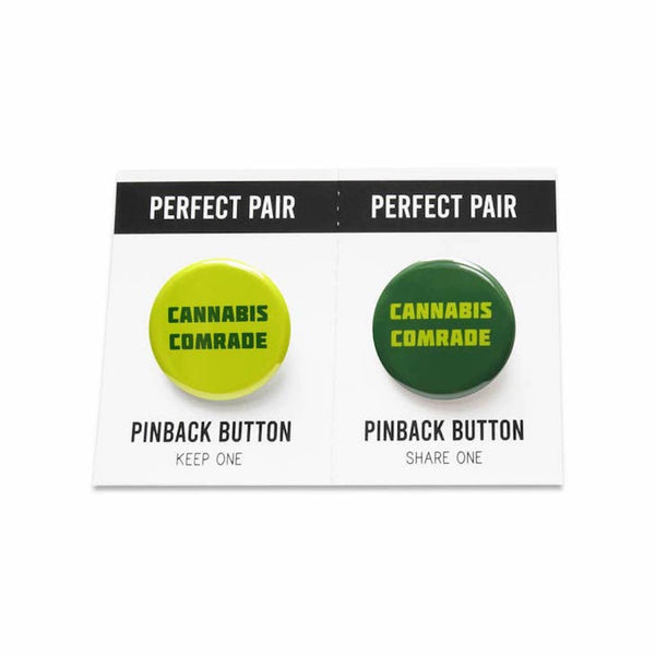 Cannabis Comrade Perfect Pair Pinback Button Set Word For Word Factory Impulse - Pinback Buttons