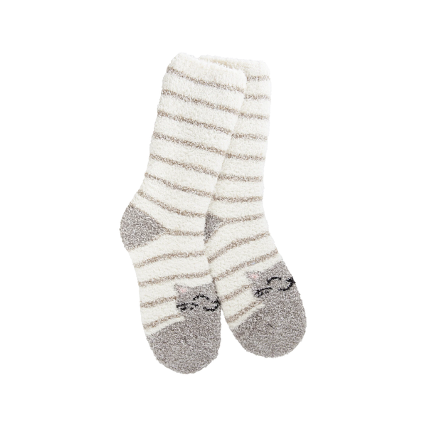 Cat Stripe Holiday Fireside Crew Socks - Womens Worlds Softest Apparel & Accessories - Socks - Adult - Womens