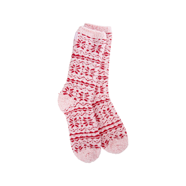 Fair Isle Pink Holiday Winter Cozy Crew Socks - Womens Worlds Softest Apparel & Accessories - Socks - Adult - Womens