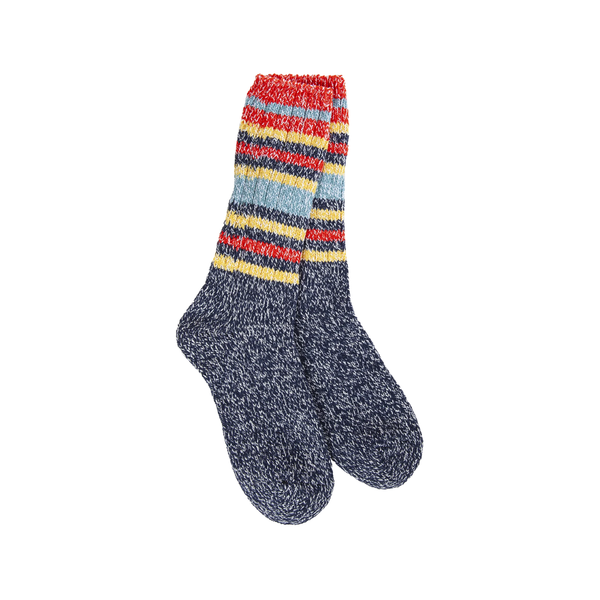 Indigo Stripe Weekend Ragg Crew Socks - Womens Worlds Softest Apparel & Accessories - Socks - Adult - Womens