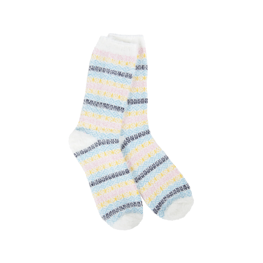 Wonderland Feather Multi Stripe Crew Socks - Womens Worlds Softest Apparel & Accessories - Socks - Adult - Womens