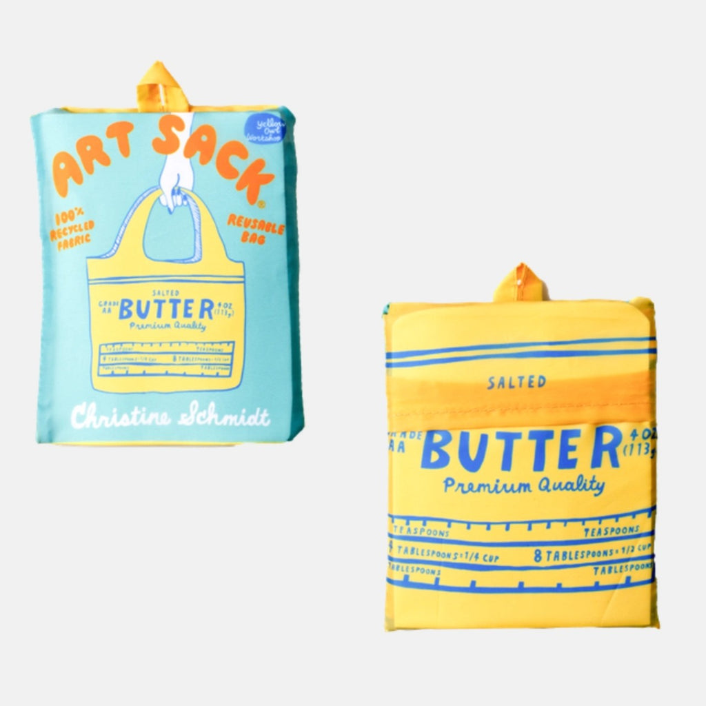 Butter Art Sack Reusable Tote Bag Yellow Owl Workshop Apparel & Accessories - Bags - Reusable Shoppers & Tote Bags