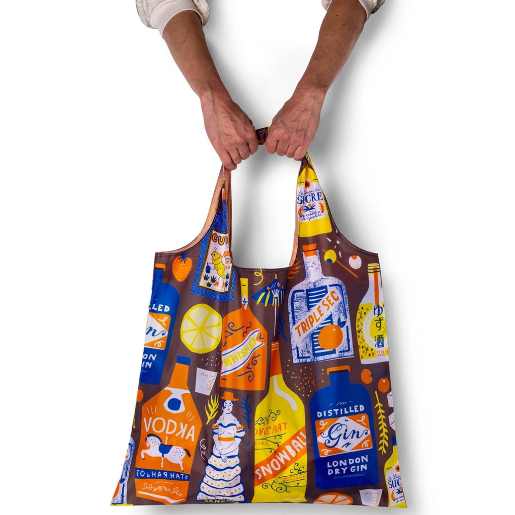 Cocktails Art Sack Reusable Tote Bag Yellow Owl Workshop Apparel & Accessories - Bags - Reusable Shoppers & Tote Bags