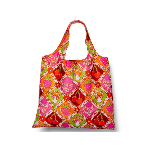 Fuck Off Retro Art Sack Reusable Tote Bag Yellow Owl Workshop Apparel & Accessories - Bags - Reusable Shoppers & Tote Bags