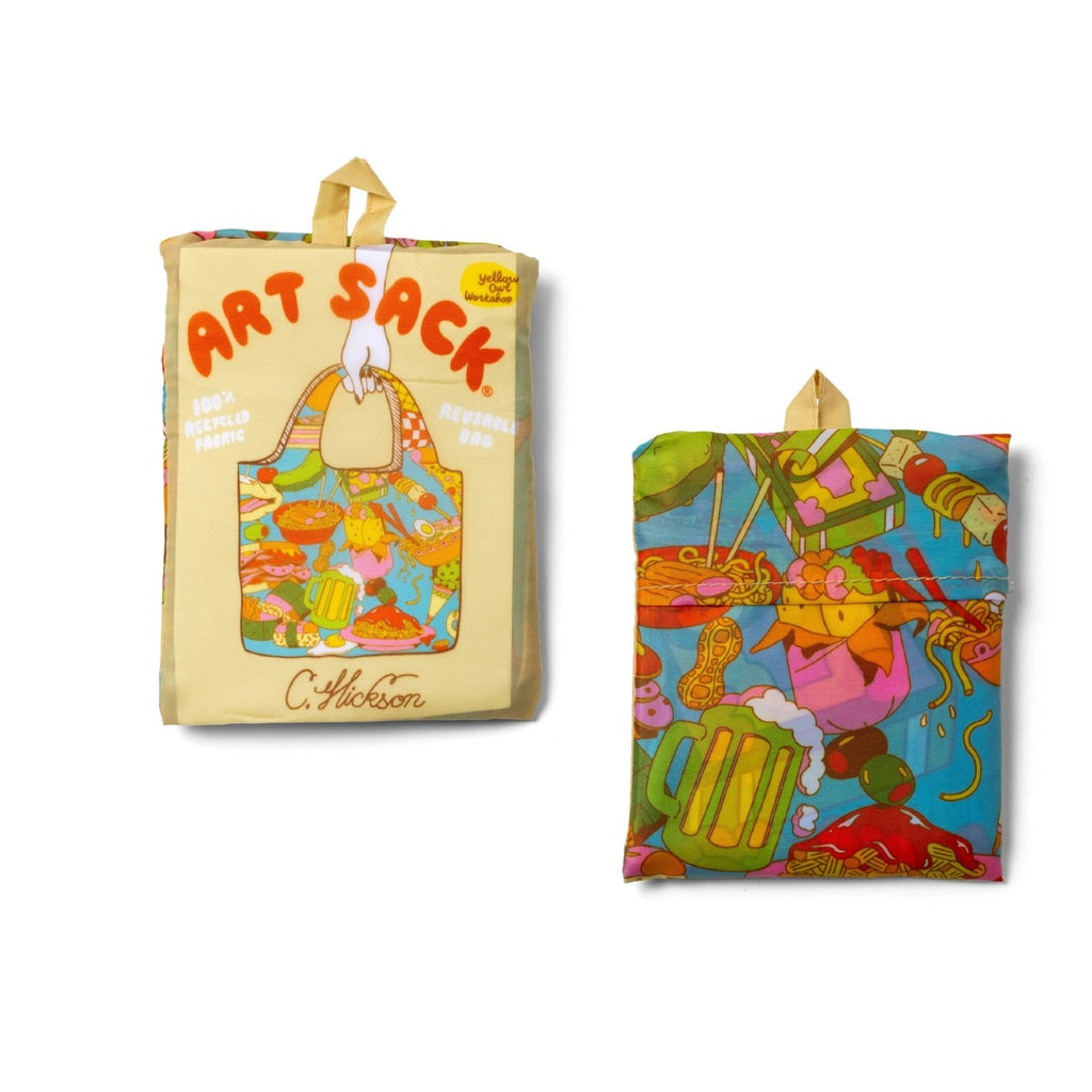 Gourmand Art Art Sack Reusable Tote Bag Yellow Owl Workshop Apparel & Accessories - Bags - Reusable Shoppers & Tote Bags