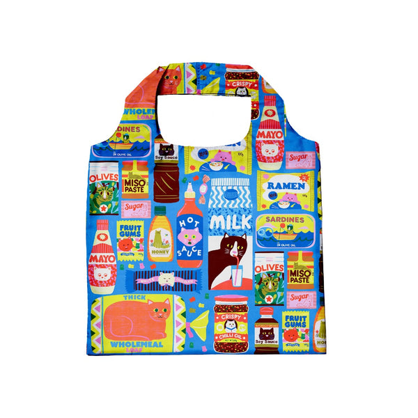 Kawaii Cat Food Art Sack Reusable Tote Bag Yellow Owl Workshop Apparel & Accessories - Bags - Reusable Shoppers & Tote Bags