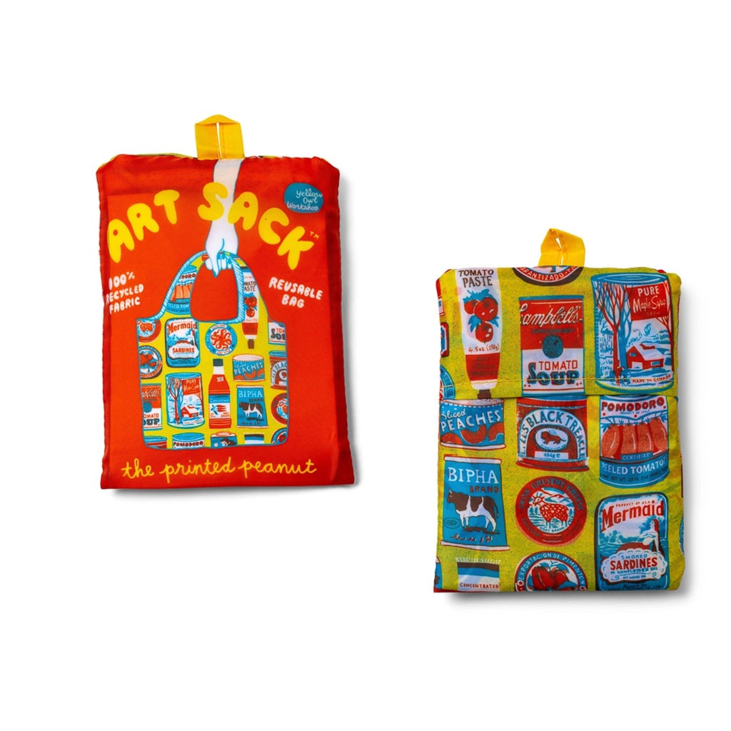 Tins Art Sack Reusable Tote Bag Yellow Owl Workshop Apparel & Accessories - Bags - Reusable Shoppers & Tote Bags