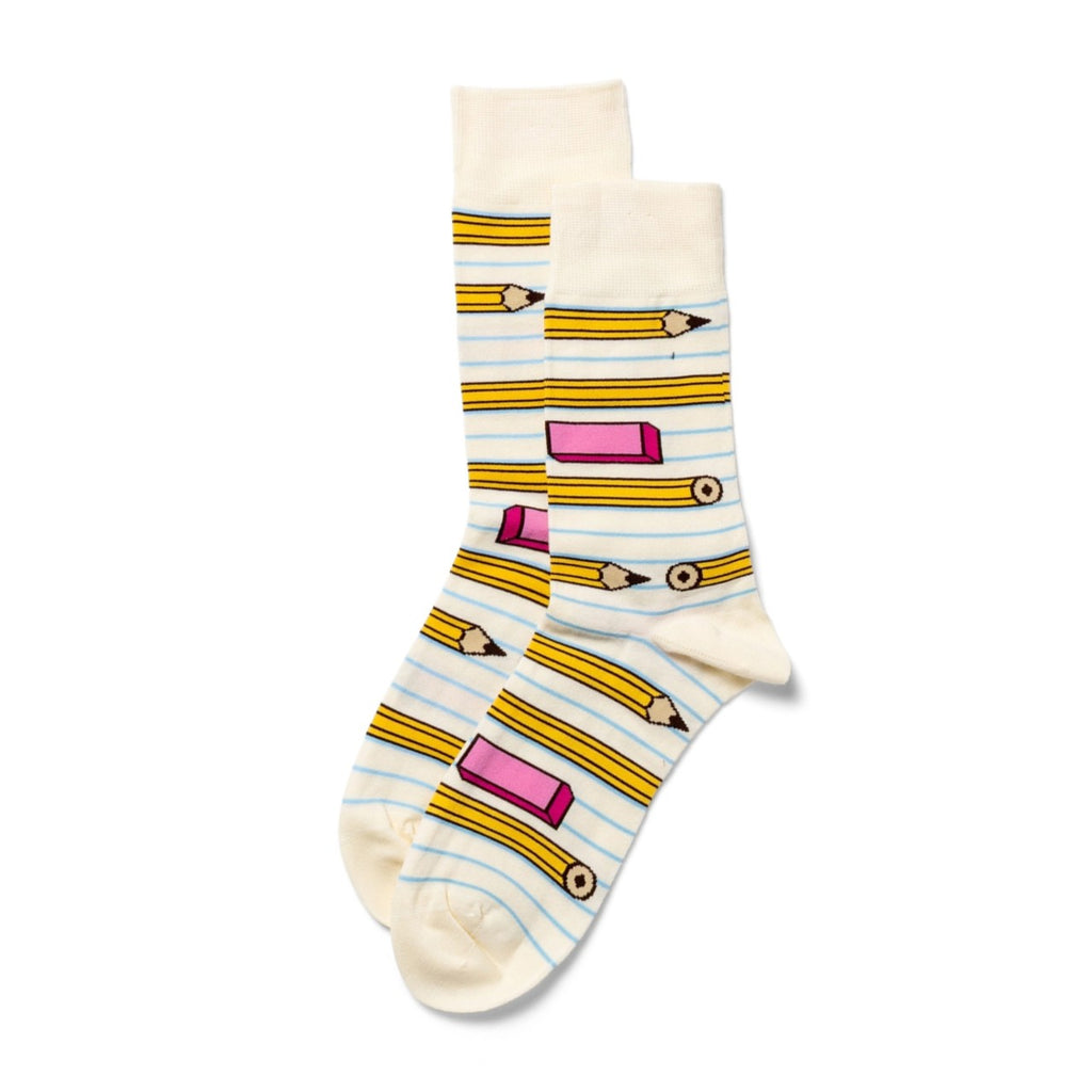 Pencil Unisex Crew Socks Yellow Owl Workshop Apparel & Accessories - Socks - Adult - Unisex