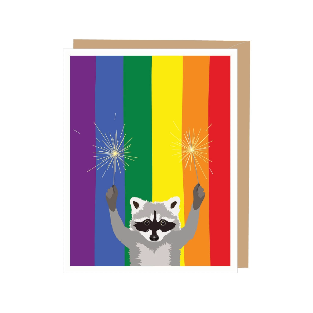 Raccoon Rainbow Flag Gay Pride Blank Card Apartment 2 Cards Cards - Birthday
