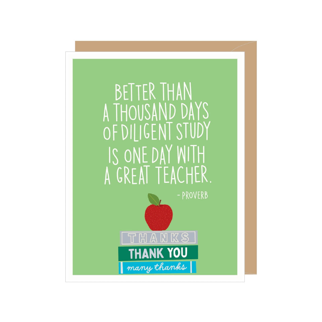 One Day With A Great Teacher Quote Thank You Card Apartment 2 Cards Cards - Teacher