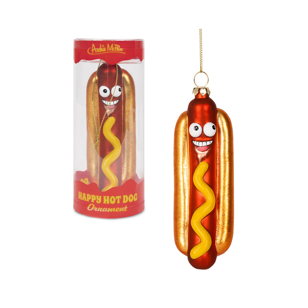 Happy Hot Dog Ornament Archie McPhee Holiday - Ornaments