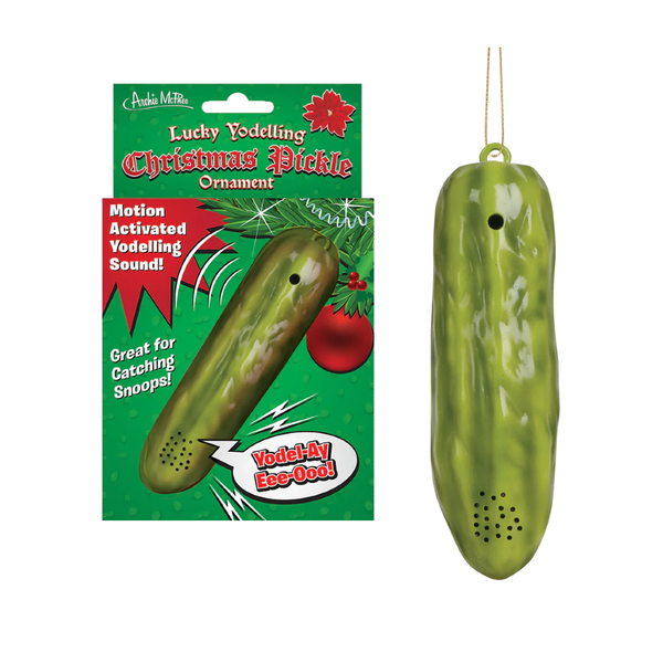 Lucky Yodelling Christmas Pickle Ornament Archie McPhee Holiday - Ornaments
