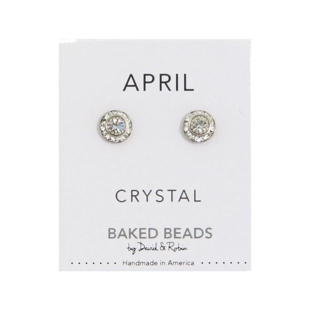APRIL/CRYSTAL BKD EARRING CRYSTAL DISC BIRTHSTONE Baked Beads Jewelry - Earrings