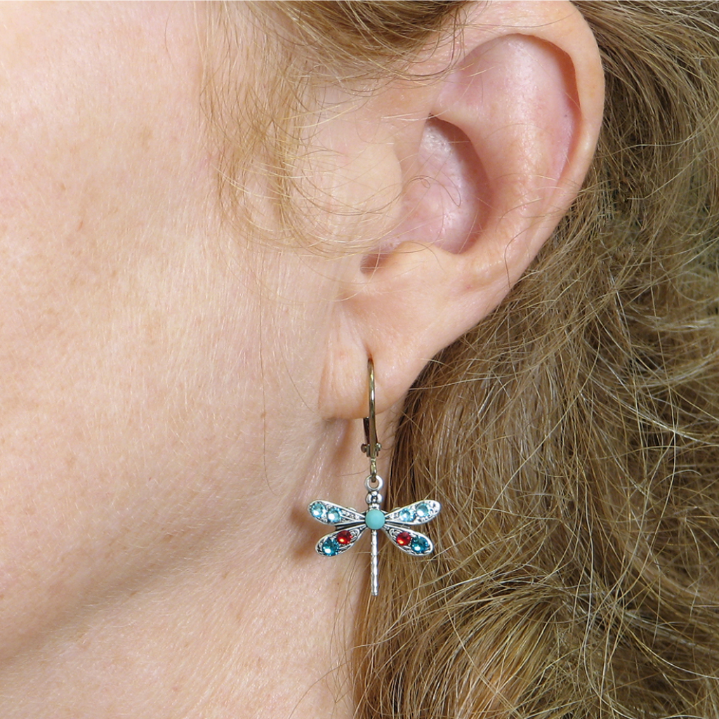 Crystal Dragonfly Earrings Baked Beads Jewelry - Earrings