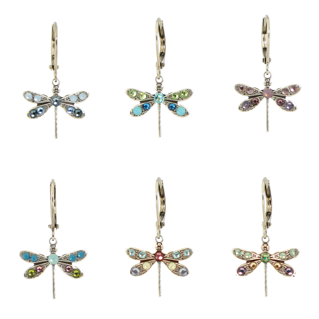 Crystal Dragonfly Earrings Baked Beads Jewelry - Earrings