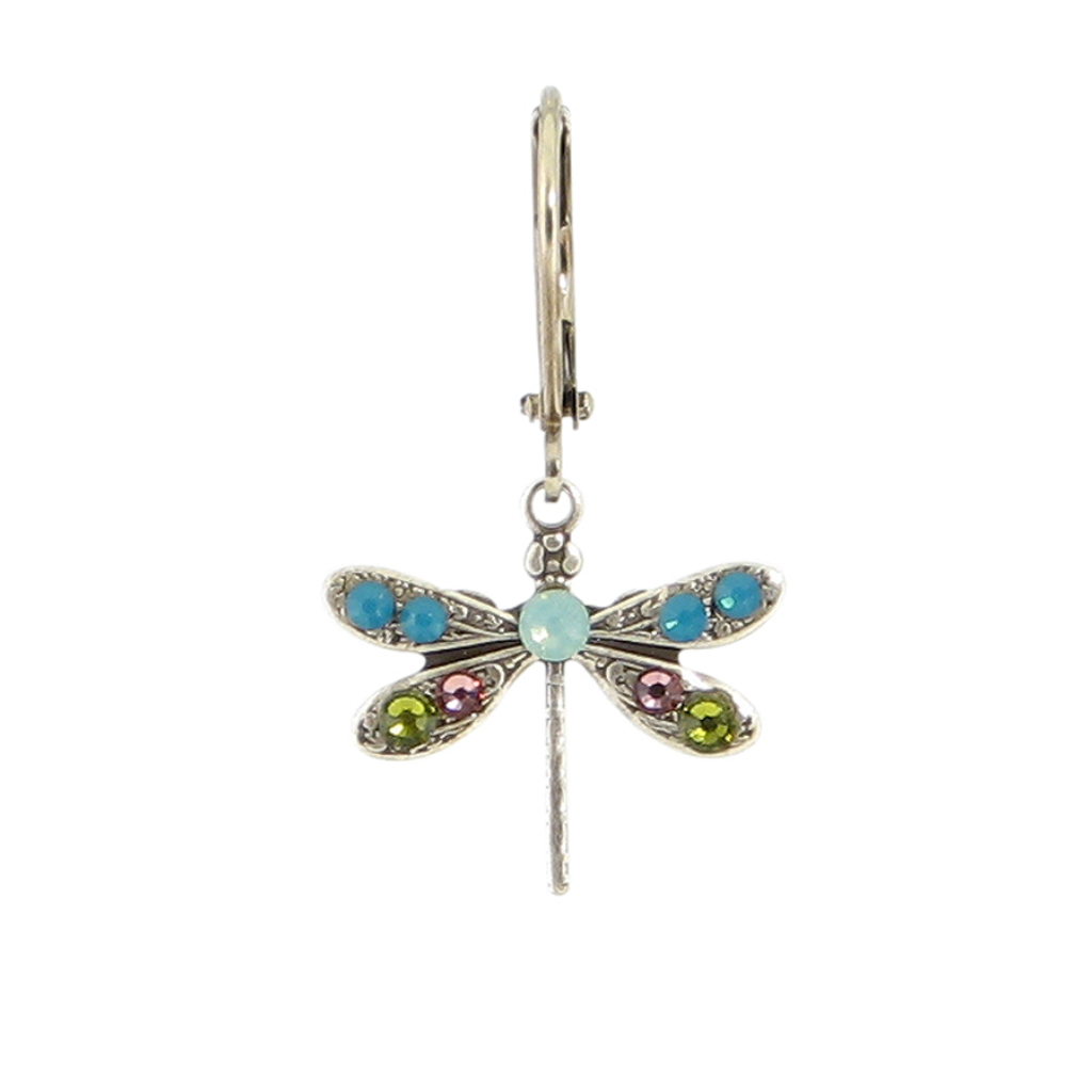 E1033G Crystal Dragonfly Earrings Baked Beads Jewelry - Earrings