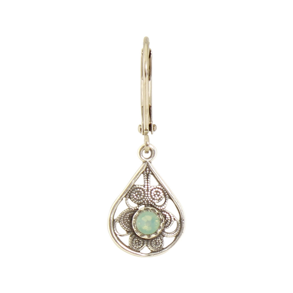 E1189G Crystal Scroll Teardrop Earring Baked Beads Jewelry - Earrings