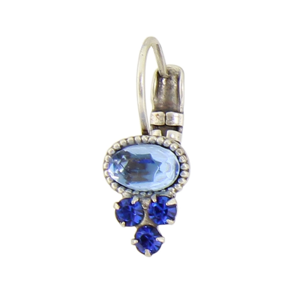 E1191B Crystal Oval Cluster Earring Baked Beads Jewelry - Earrings