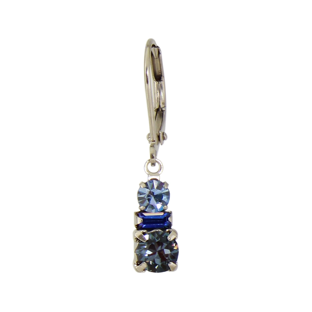 E1192B Triple Stacked Crystal Earring Baked Beads Jewelry - Earrings