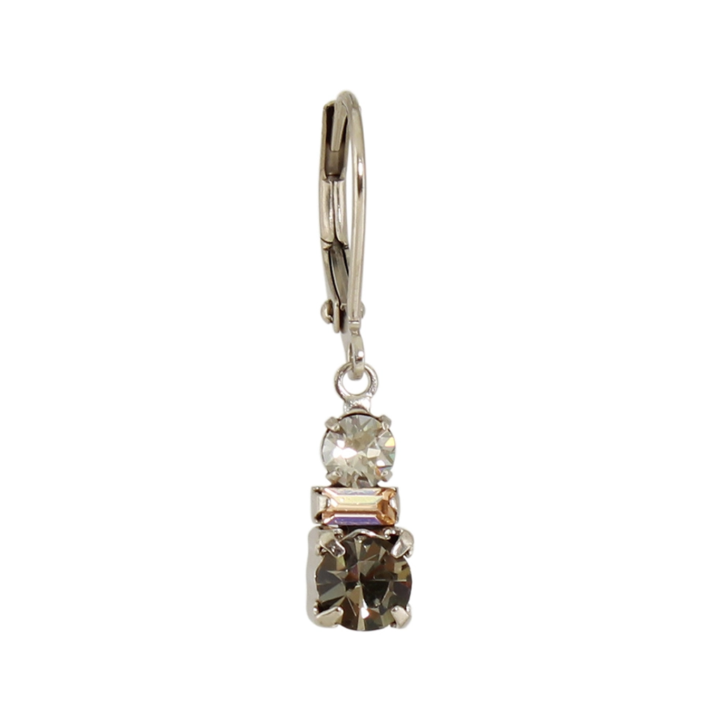 E1192J Triple Stacked Crystal Earring Baked Beads Jewelry - Earrings