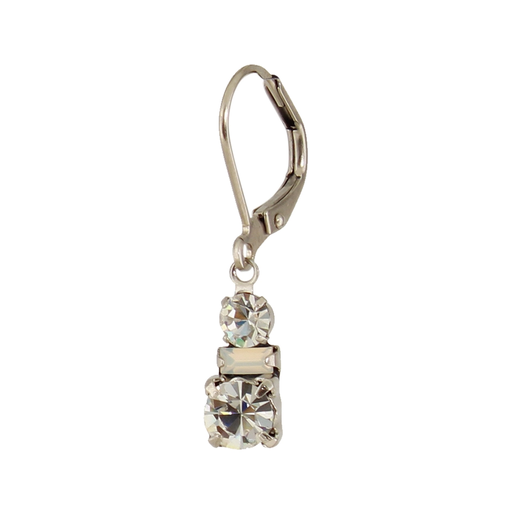 E1192W Triple Stacked Crystal Earrings Baked Beads Jewelry - Earrings