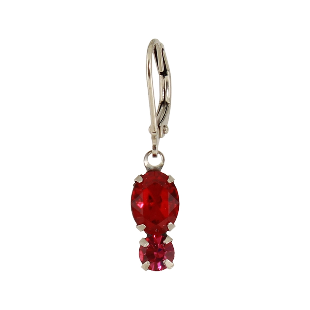 E1205R Stacked Oval Crystal Earrings Baked Beads Jewelry - Earrings