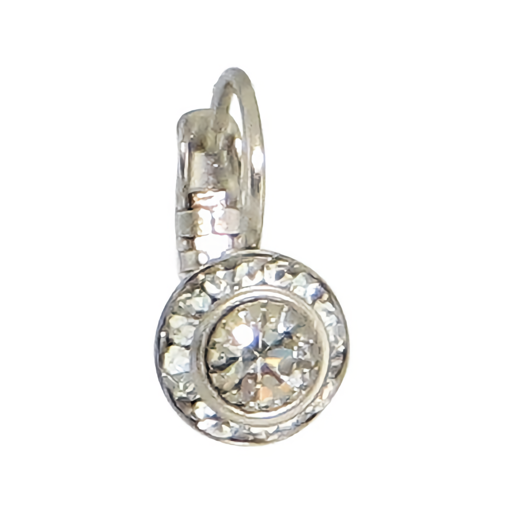 E205W Silver Austrian Crystal Disc Earrings Baked Beads Jewelry - Earrings