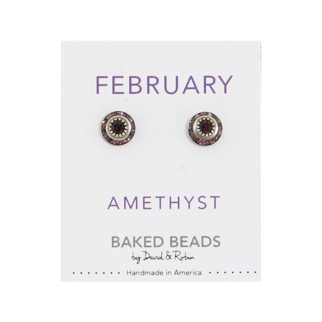 FEBRUARY/AMETHYST BKD EARRING CRYSTAL DISC BIRTHSTONE Baked Beads Jewelry - Earrings