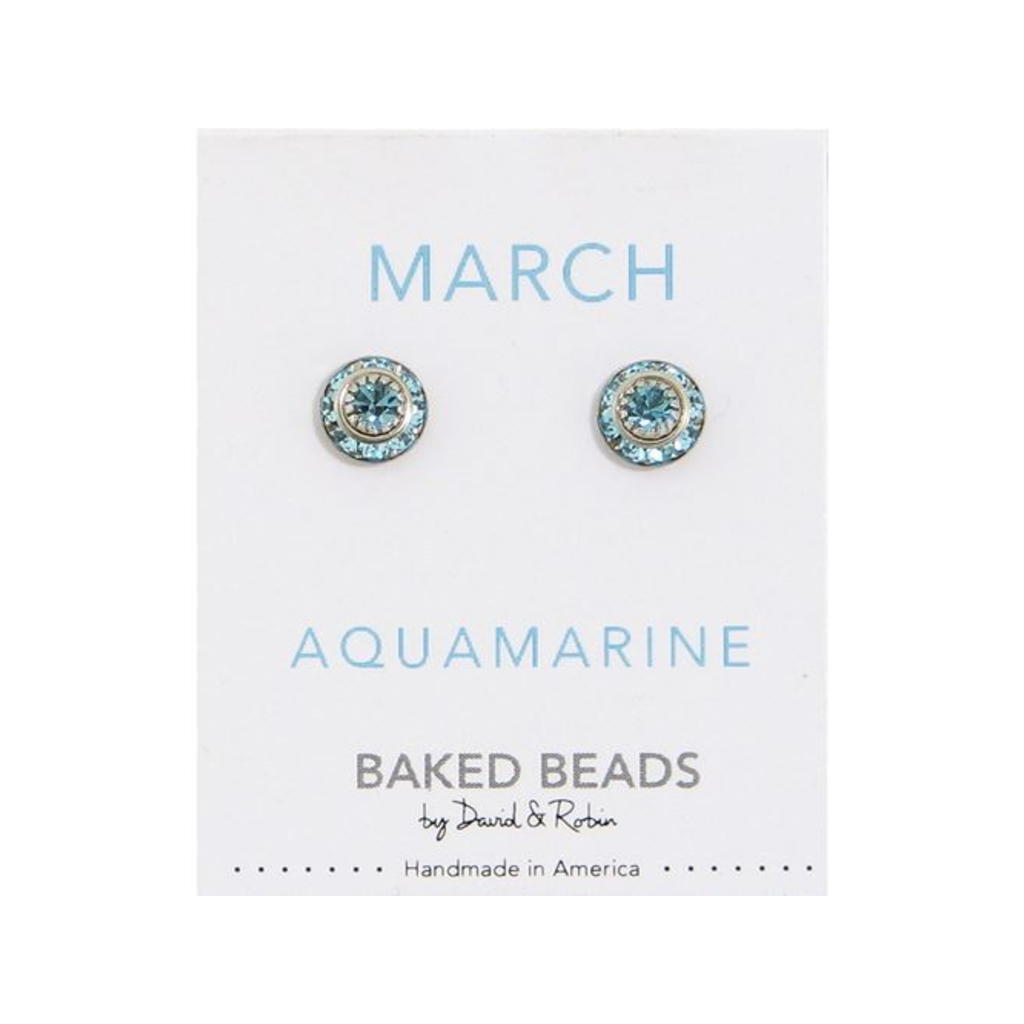 MARCH/AQUAMARINE BKD EARRING CRYSTAL DISC BIRTHSTONE Baked Beads Jewelry - Earrings