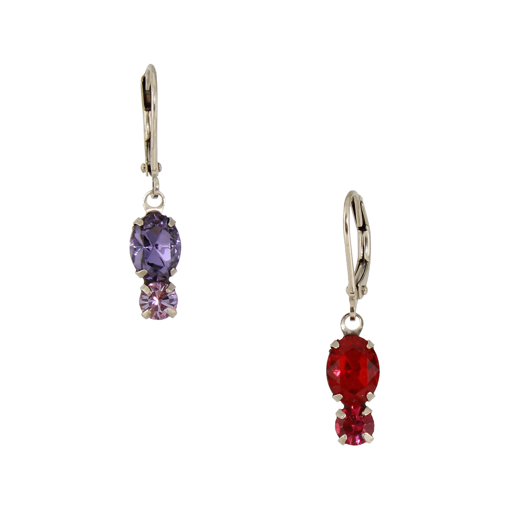 Stacked Oval Crystal Earrings Baked Beads Jewelry - Earrings