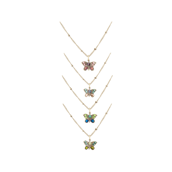 Crystal Butterfly Necklace Baked Beads Jewelry - Necklaces