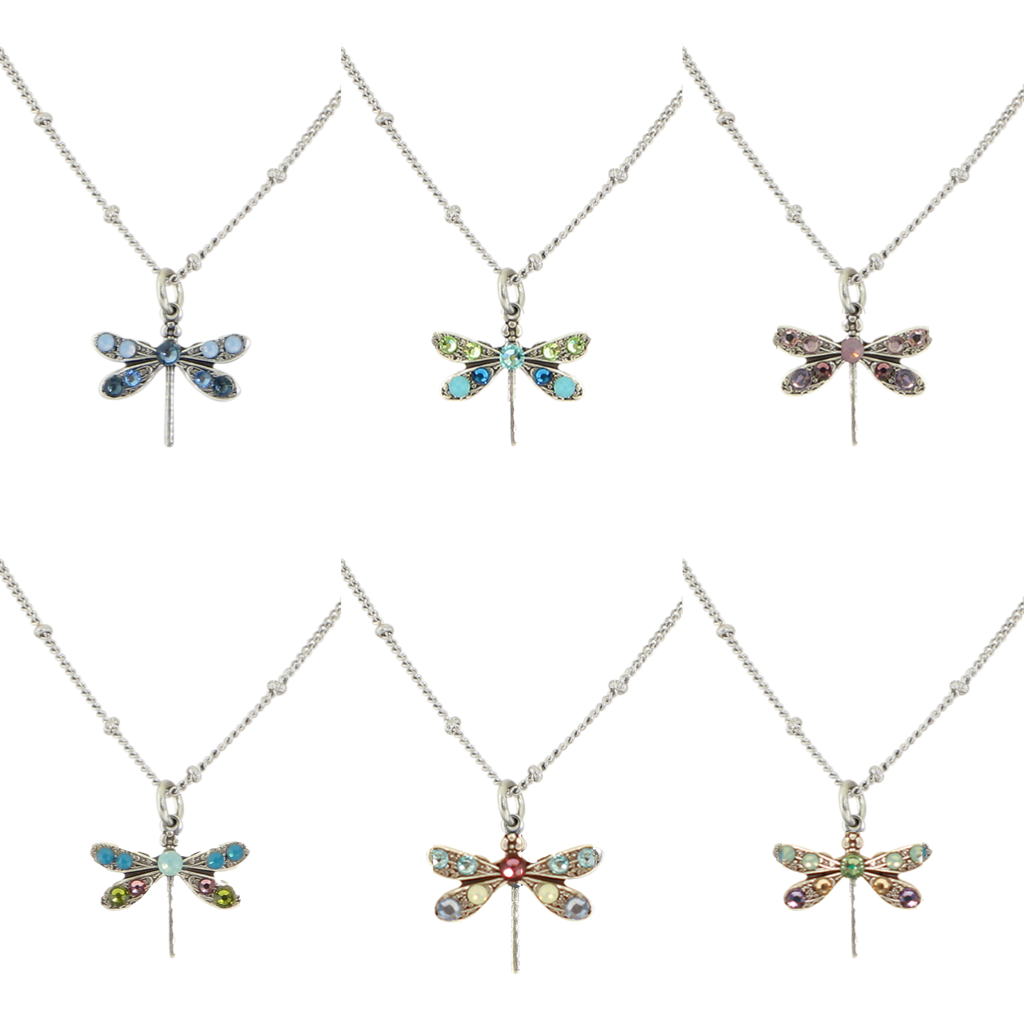 Crystal Dragonfly Necklace Baked Beads Jewelry - Necklaces