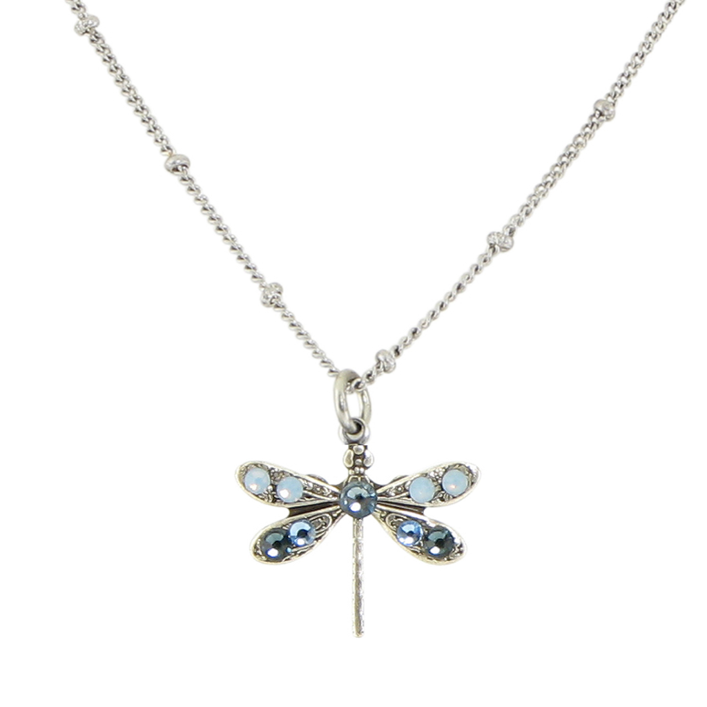 N1033B Crystal Dragonfly Necklace Baked Beads Jewelry - Necklaces