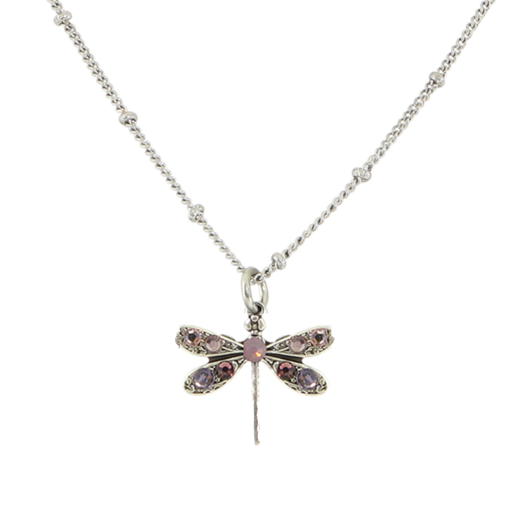 N1033F Crystal Dragonfly Necklace Baked Beads Jewelry - Necklaces