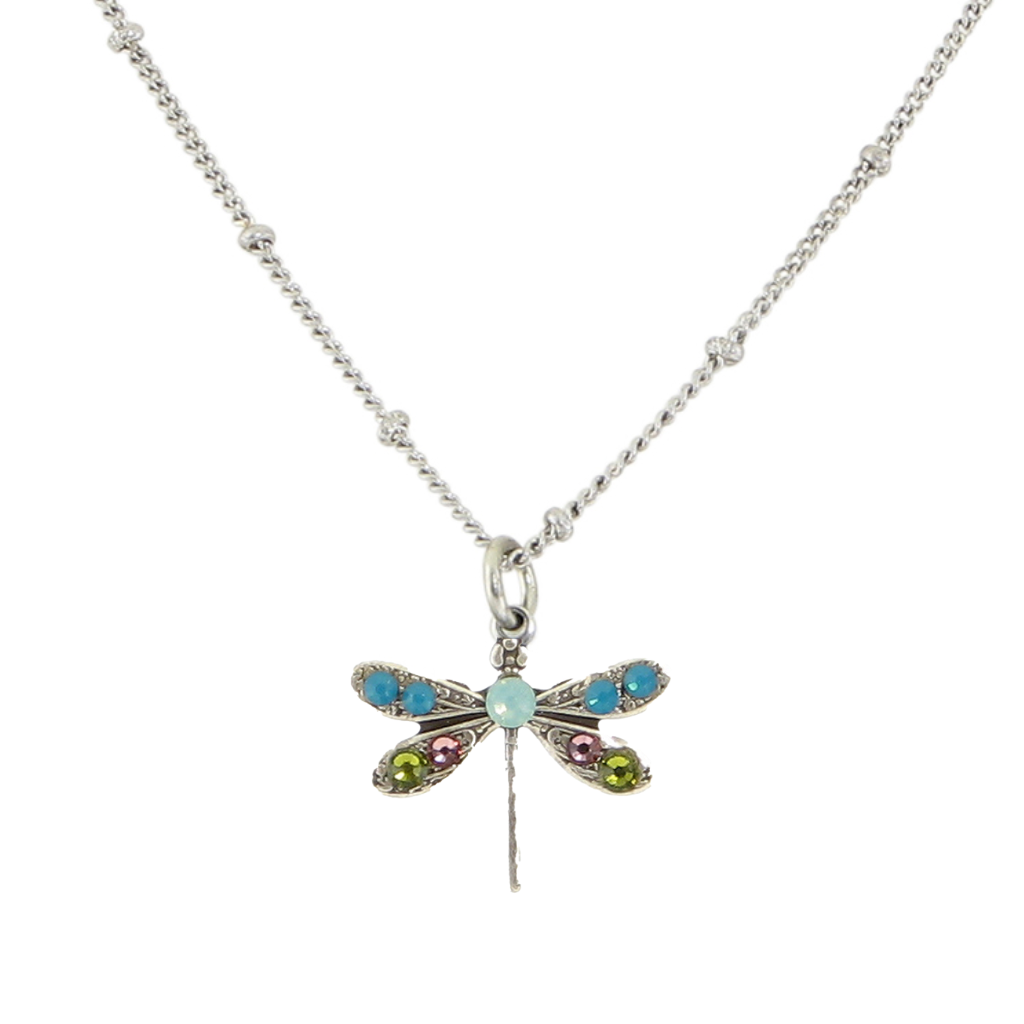 N1033G Crystal Dragonfly Necklace Baked Beads Jewelry - Necklaces