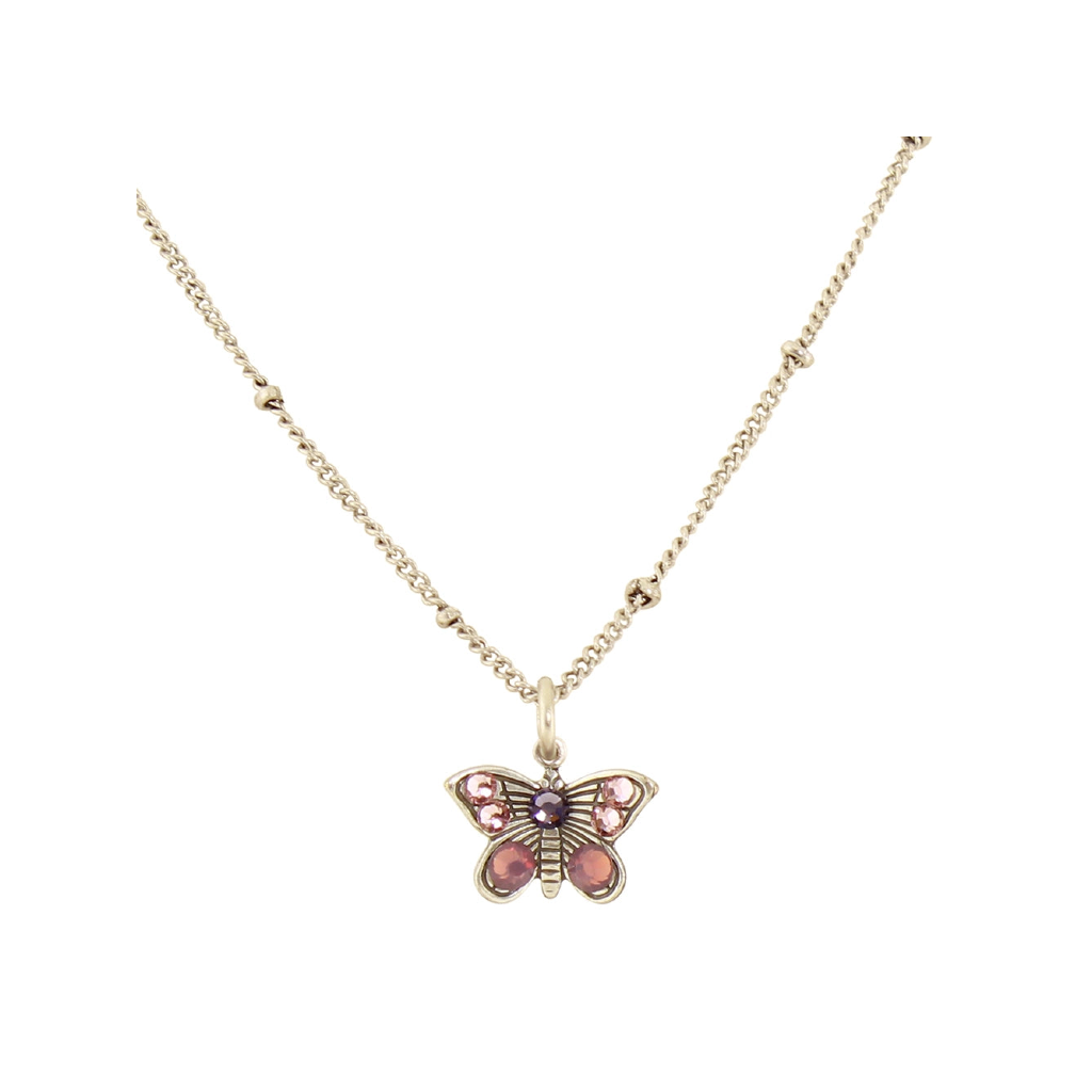 N1174F Crystal Butterfly Necklace Baked Beads Jewelry - Necklaces