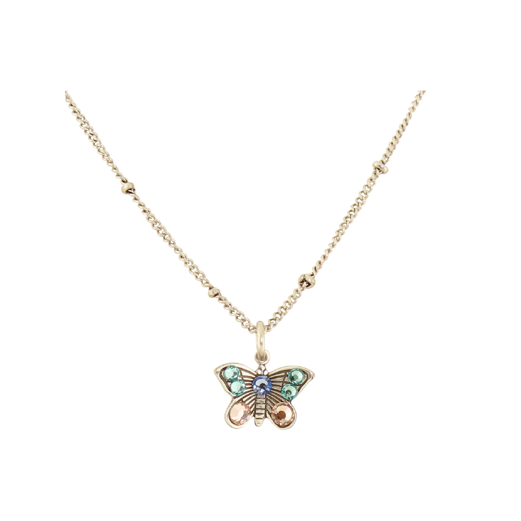 N1174K Crystal Butterfly Necklace Baked Beads Jewelry - Necklaces