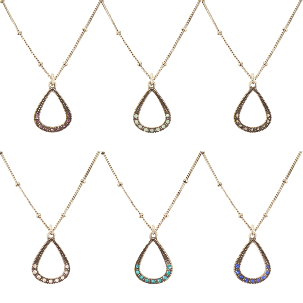 Teardrop Crystal Hoop Necklaces Baked Beads Jewelry - Necklaces