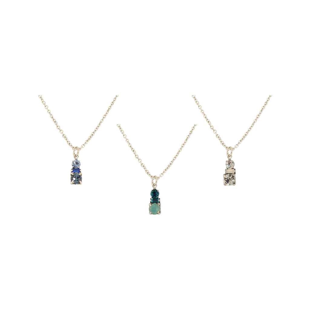 Triple Stacked Crystal Necklace Baked Beads Jewelry - Necklaces