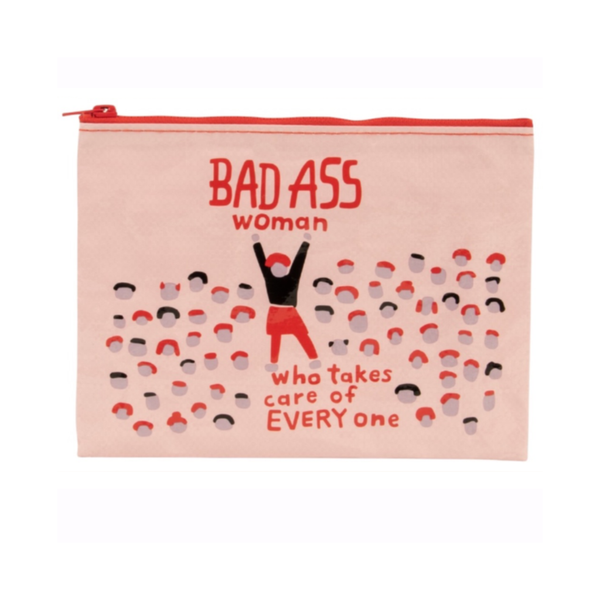 Bad Ass Woman Who Takes Care Of Everyone Zipper Pouch Blue Q Apparel & Accessories - Bags - Pouches & Cases