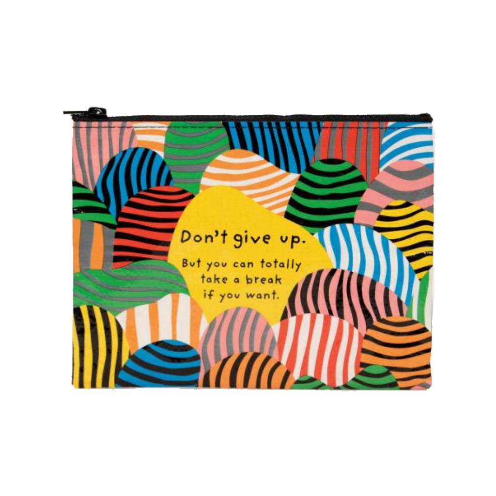 Don't Give Up Zipper Pouch Blue Q Apparel & Accessories - Bags - Pouches & Cases