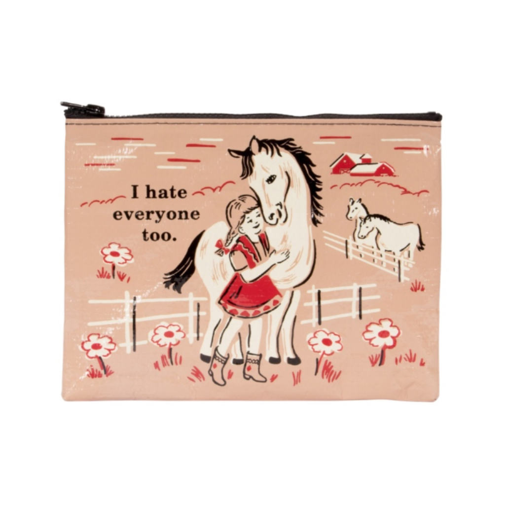 I Hate Everyone Too Zipper Pouch Blue Q Apparel & Accessories - Bags - Pouches & Cases